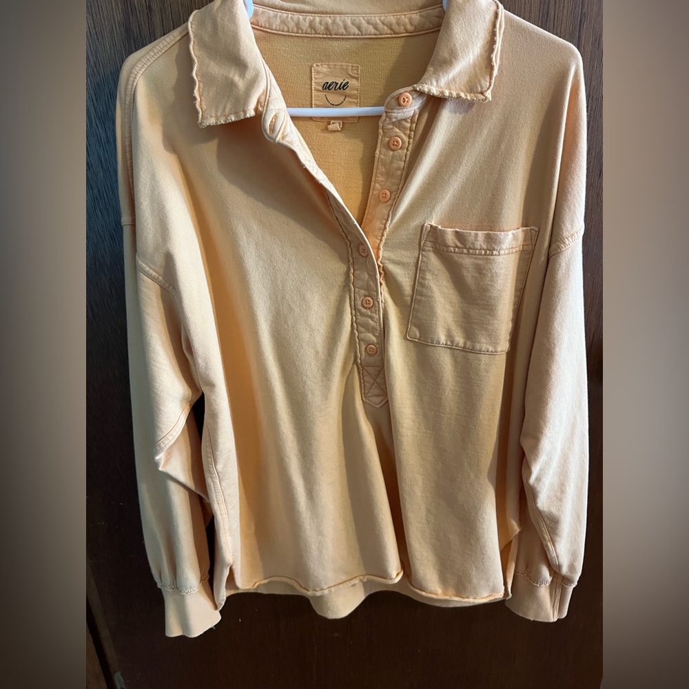 Aerie Mustard Button-Up Top